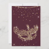 Masquerade goudglitter-rubbendrukbruine quinceaner kaart (Achterkant)