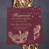 Masquerade goudglitter-rubbendrukbruine quinceaner kaart