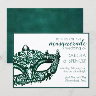 Masquerade Green   Donkere mardi Gras Wedding Kaart