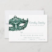 Masquerade Green Mask | Optie Donkere Emerald Entr RSVP Kaartje (Voorkant)