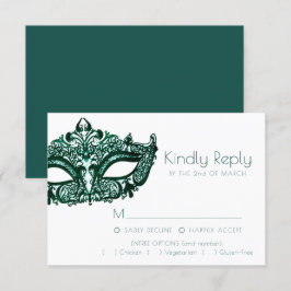 Masquerade Green Mask | Optie Donkere Emerald Entr RSVP Kaartje