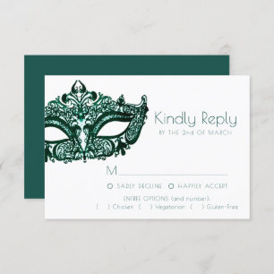 Masquerade Green Mask Optie Donkere Emerald Entr RSVP Kaartje