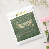 Masquerade Green Stars Quinceañera Bedankzakje (Gezegeld)
