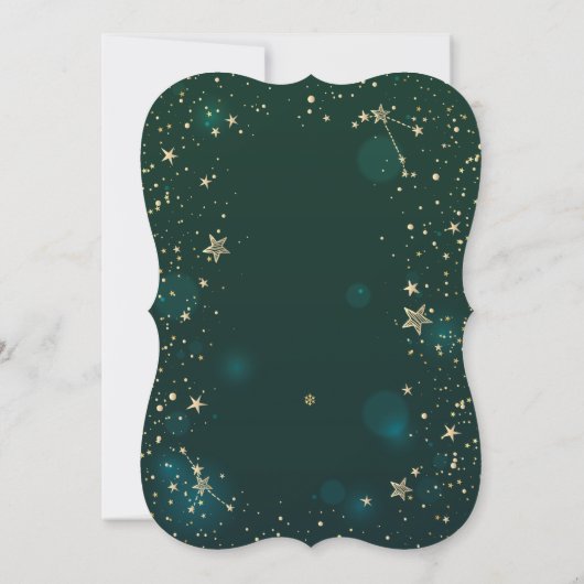Masquerade, Green Stars Quinceañera Kaart (Achterkant)