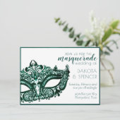 Masquerade Groen | Donkere Smaragd Mardi Gras Brui Kaart (Staand voorkant)