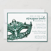 Masquerade Groen | Donkere Smaragd Mardi Gras Brui Kaart (Voorkant)