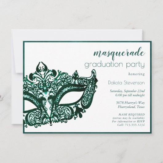 Masquerade Groen Masker | Levendige Emerald Afstud Kaart (Voorkant)