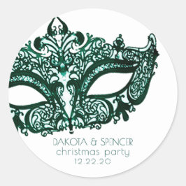 Masquerade Groen Masker | Levendige Emerald Custom Ronde Sticker