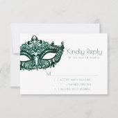 Masquerade Groen Masker | Levendige Emerald Mardi  RSVP Kaartje (Voorkant)