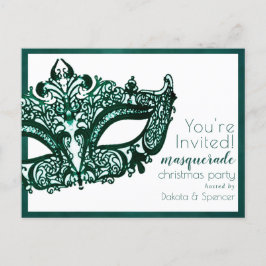 Masquerade Groen Masker | Mardi Gras Kerstfeest Uitnodiging Briefkaart
