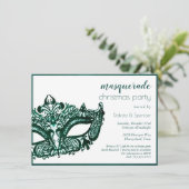 Masquerade Groen Masker | Mardi Gras thema Kerstmi Kaart (Staand voorkant)