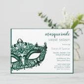 Masquerade Groen Masker | Mardi Gras thema zoet 16 Kaart (Staand voorkant)