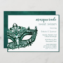 Masquerade Groen Masker | Mardi Gras thema zoet 16 Kaart