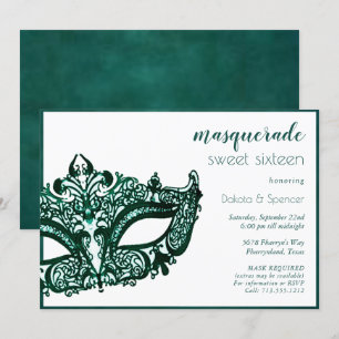 Masquerade Groen Masker Mardi Gras thema zoet 16 Kaart