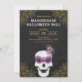 Masquerade Halloween Ball Skull Uitnodigen Kaart (Voorkant)