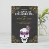 Masquerade Halloween Ball Skull Uitnodigen Kaart (Staand voorkant)