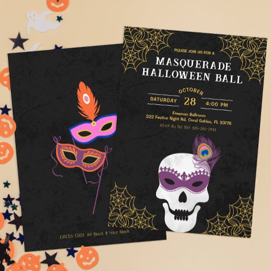 Masquerade Halloween Ball Skull Uitnodigen Kaart