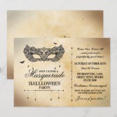 Masquerade Halloween Party Invite gothic Mask Ball Kaart (Voorkant / Achterkant)