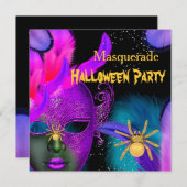 Masquerade Halloween Party roze Blauwgroen maskers Kaart (Voorkant / Achterkant)