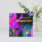 Masquerade Halloween Party roze Blauwgroen maskers Kaart (Staand voorkant)