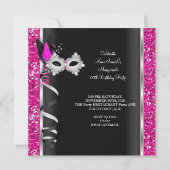 Masquerade Hi Heels Pink Black Champagne Party 2c Kaart (Achterkant)