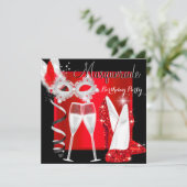 Masquerade Hi Heels Red Black Champagne Party 2 Kaart (Staand voorkant)