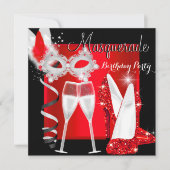 Masquerade Hi Heels Red Black Champagne Party 2 Kaart (Voorkant)