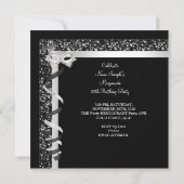 Masquerade Hi Heels Silver Black Champagne Party Kaart (Achterkant)