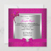Masquerade Hot Pink Silver Pink Birthday Party Kaart (Achterkant)