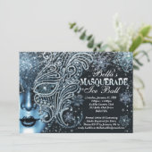 Masquerade Ice Ball Winter Sneeuwvlok Uitnodiginge Kaart (Staand voorkant)