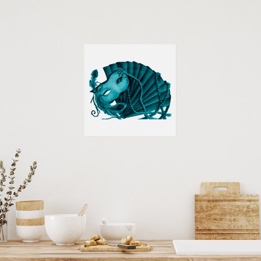 Masquerade in het Blauwgroen Poster (Keuken)