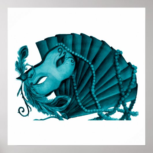 Masquerade in het Blauwgroen Poster (Voorkant)