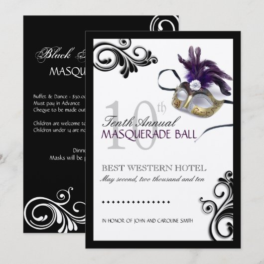 Masquerade Invitation Kaart (Voorkant / Achterkant)