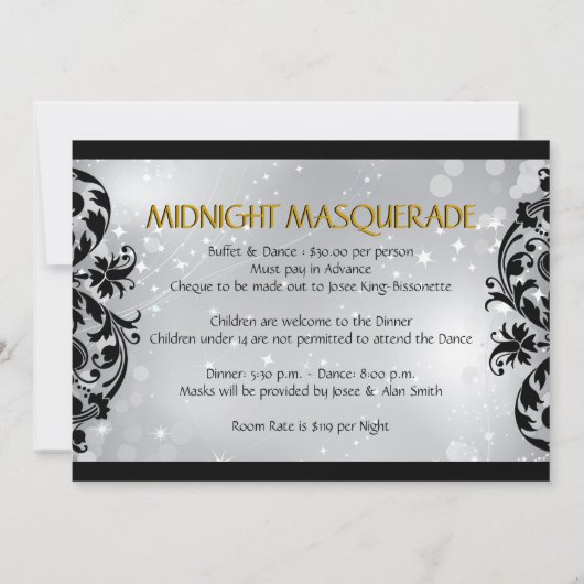 Masquerade Invitation Kaart (Achterkant)