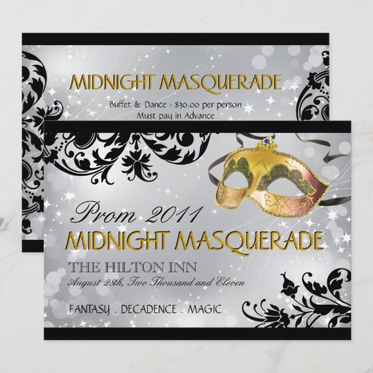 Masquerade Invitation Kaart (Voorkant / Achterkant)
