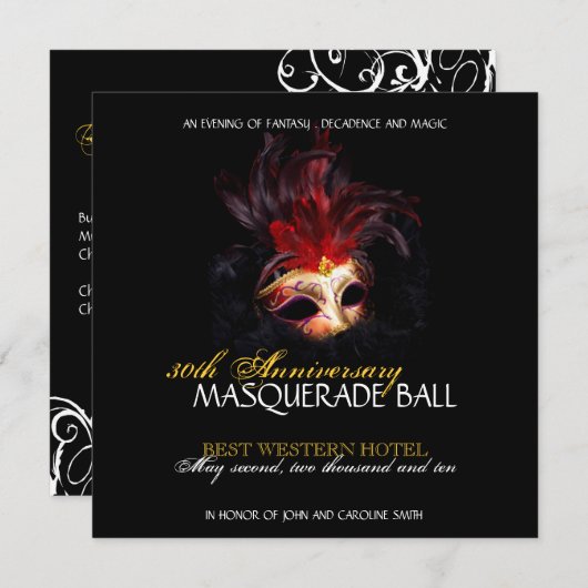 Masquerade Invitation Kaart (Voorkant / Achterkant)