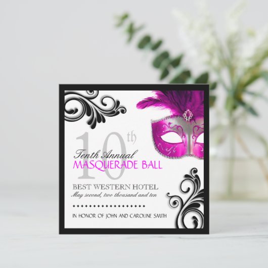 Masquerade Invitation Kaart (Staand voorkant)