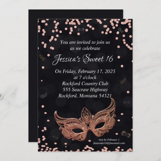 Masquerade Invitation Kaart (Voorkant / Achterkant)