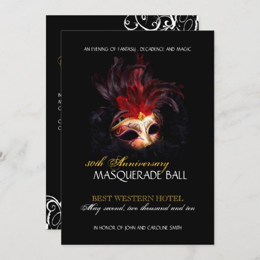 Masquerade Invitation Kaart (Voorkant / Achterkant)