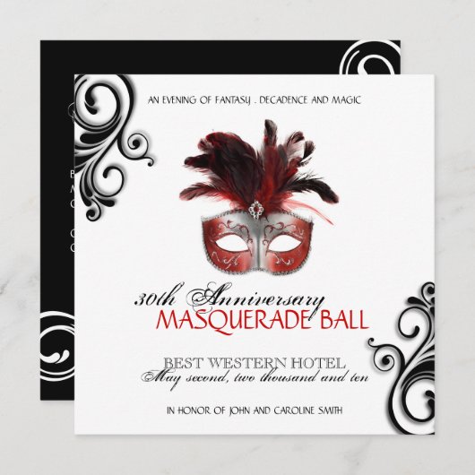 Masquerade Invitation Kaart (Voorkant / Achterkant)