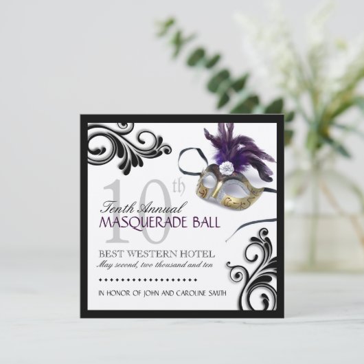 Masquerade Invitation Kaart (Staand voorkant)