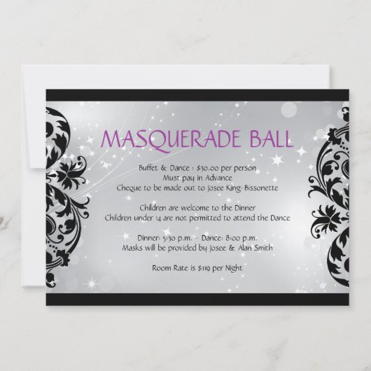 Masquerade Invitation Kaart (Achterkant)