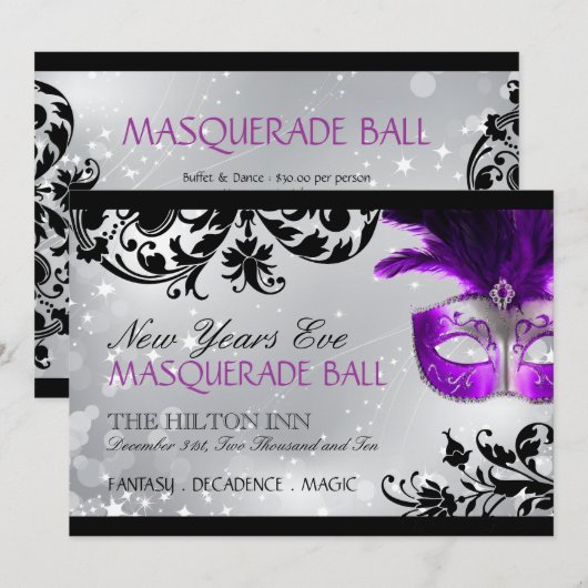 Masquerade Invitation Kaart (Voorkant / Achterkant)