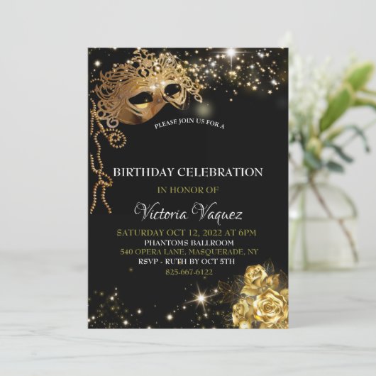 Masquerade Invitation Kaart (Staand voorkant)