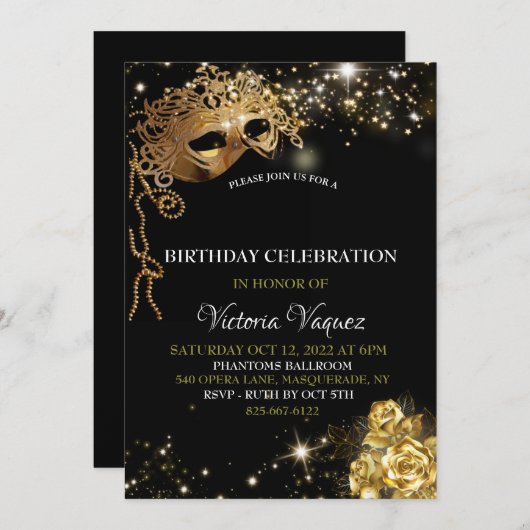 Masquerade Invitation Kaart (Voorkant / Achterkant)