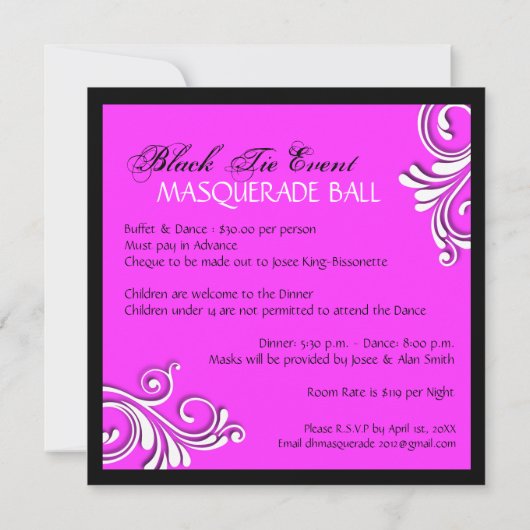 Masquerade Invitation Kaart (Achterkant)