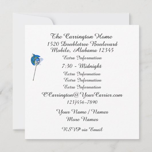 Masquerade Invitation Kaart (Achterkant)