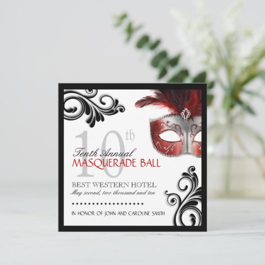 Masquerade Invitation Kaart (Staand voorkant)