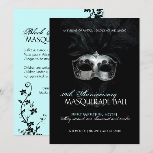 Masquerade Invitation Kaart (Voorkant / Achterkant)
