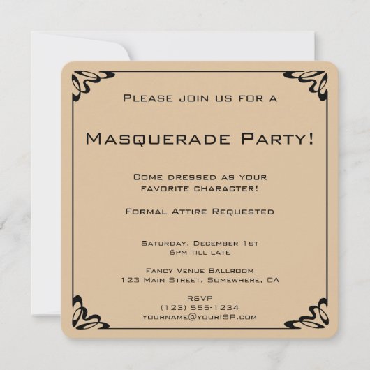  Masquerade Kostuumfeest Kaart (Voorkant)